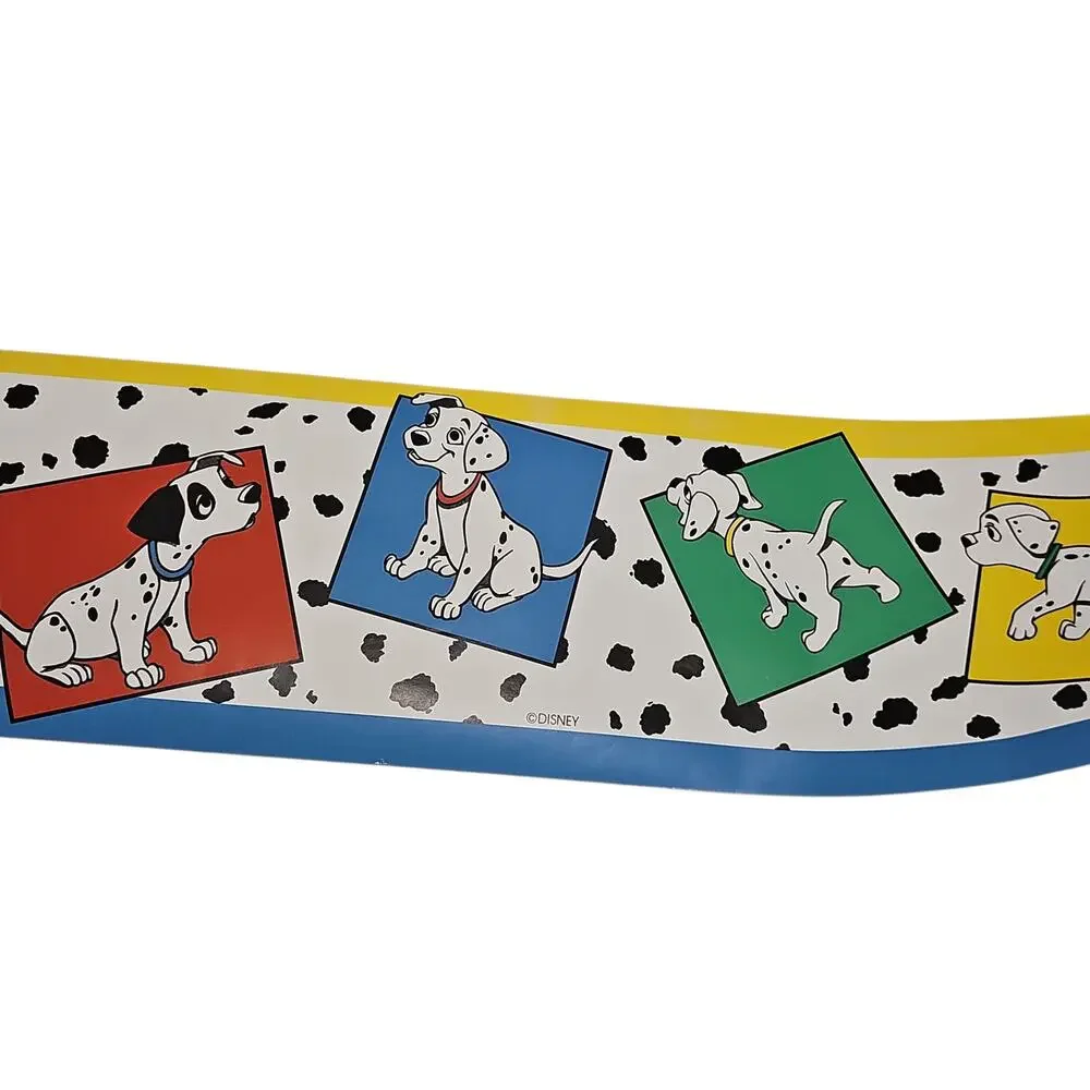 Vintage Disney 101 Dalmatians Border Wallpaper 90s Yellow Blue Red